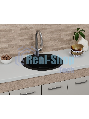 Мойка для кухни BAU Dream Black coal D 50, выпуск с сифоном в комплекте, черный уголь