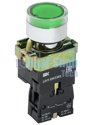 Кнопка LAY5-BW3361 с подсв. зел. 1з IEK BBT50-BW-K06
