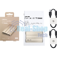 Внешний SSD Samsung T7 Shield, 2TB, USB 3.2 Gen 2 Type-C, R/W 1050/1000, бежевый
