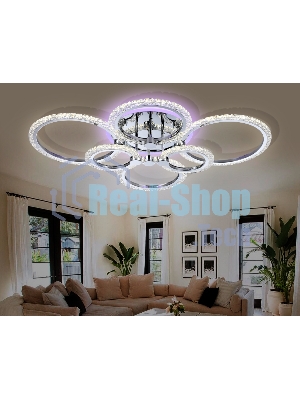 Потолочный светодиодный светильник FA413/4+2 CH хром 132W 840*600*120 (ПДУ РАДИО 2.4G)