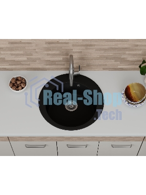 Мойка для кухни BAU Dream Black coal D 50, выпуск с сифоном в комплекте, черный уголь