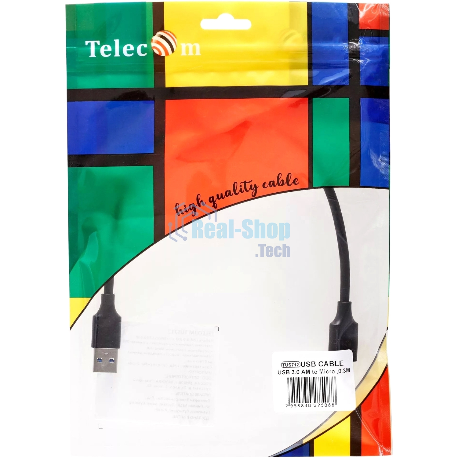 Кабель соединительный Telecom TUS712-0.3M USB3.0 Am-MicroBm 0.3m Telecom (TUS712-0.3M)