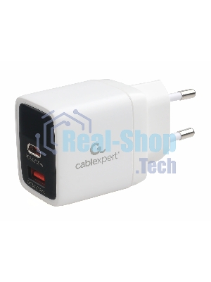 Сетевое зарядное устройство с дисплеем Cablexpert MP3A-PC-52, 35Вт GaN, QC3.0/PD3.0, 1хUSB, 1хType-C, белый, коробка