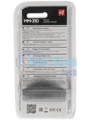 Мышь проводная Defender MM-310 черный, 1000 dpi, USB, кнопки - 3