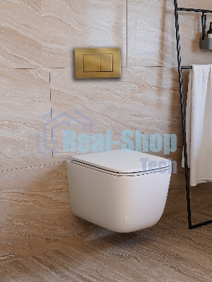 Инсталляция с унитазом комплект BAU PRO 6 в 1: унитаз подвесной безободковый торнадо Bau Dream 51х35, быстросъемное сиденье микролифт, кнопка смыва BAU Stil, бронза