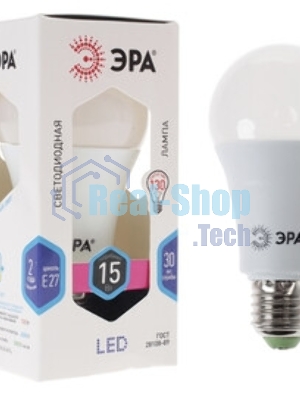 Лампа светодиодная ЭРА A60-15W-840-E27 R (диод груша 15Вт нейт E27) (10/100/1500)
