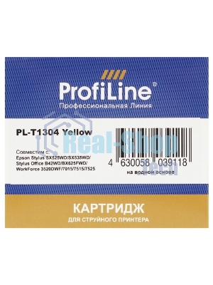 Картридж струйный ProfiLine PL-T1304 для принтеров Epson Stylus SX525WD/SX535WD/SX620/Office B42WD/BX525/BX535/BX625FWD/BX635FWD/BX925/BX935/WorkForce 525/630/3010/3520DWF/3530/3540/7015/7515/7525 с чернилами Yellow 10,1 мл
