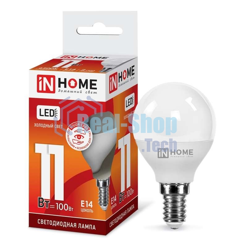 Лампа светодиодная LED-ШАР-VC 11Вт 230В E14 6500К 990лм IN HOME 4690612024929