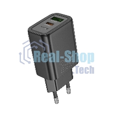 Зарядное устройство Hoco 20Вт, 3А, QC3.0/PD, 1xUSB, 1xType-C, N61, черный, коробка