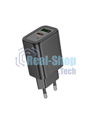 Зарядное устройство Hoco 20Вт, 3А, QC3.0/PD, 1xUSB, 1xType-C, N61, черный, коробка