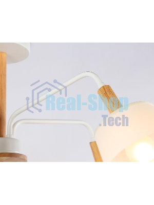 Светильник Ambrella light TR4738/5 WH/LW белый/светлое дерево E27/5 max 40W D760*350