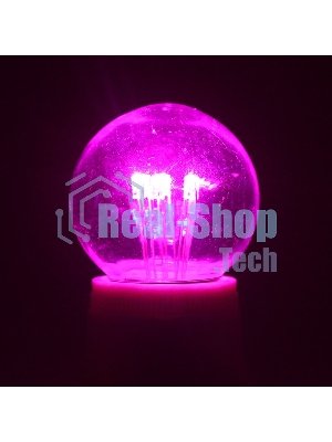 Лампа шар Neon-night e27 6 LED Ø45мм - розовая, прозрачная колба, эффект лампы накаливания