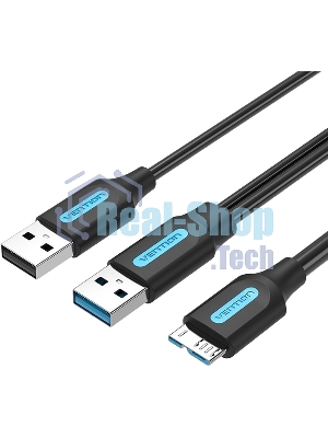 Кабель Vention USB 3.0 AM/micro B, USB 2.0 AM - 0.5м Кабель Vention USB 3.0 AM/micro B, USB 2.0 AM - 0.5м