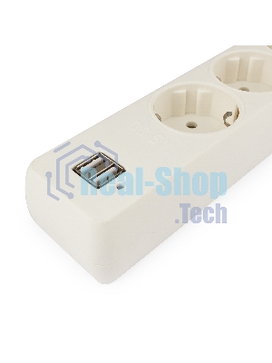 Сетевой фильтр Гарнизон 5 р, 10А, 2xUSB, 1.8 м, ур.защиты 4, белый, пакет