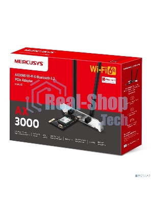 Сетевой адаптер Wi-Fi + Bluetooth Mercusys MA80XE AX3000 PCI Express (ант.внеш.несъем.) 2ант.