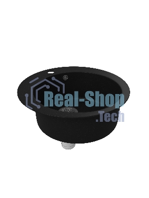 Мойка для кухни BAU Dream Black coal D 50, выпуск с сифоном в комплекте, черный уголь