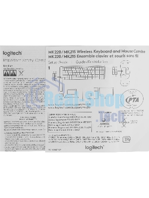 Комплект клавиатура+мышь Logitech MK220 беспроводной, USB, 1000 DPI, чёрный