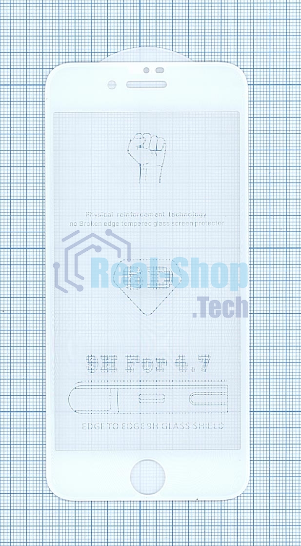 Защитное стекло 6D для Apple iPhone 7/8 белый