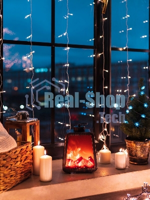 Светодиодный камин Neon-night Лофт с эффектом живого огня 17х10х24,5 см, 3хС (не в комплекте) и USB (в комплекте)