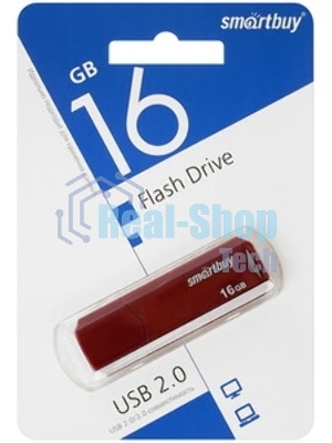 Флешка USB SmartBuy CLUE Burgundy (SB16GbCLU-BG), 16Gb, USB 2.0, R/W 20/10, красный