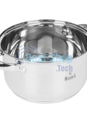 Кастрюля RASHEL Берта R-3600х 3,6 л из нержавеющей стали со стекл. кр., 20 х12 см