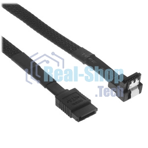 Кабель интерфейсный SATA Cablexpert CC-SATAM-DATA90-BLBR-100CM, Sata3 7pin/7pin, мет.защелка, угловой разъем, 100 см, черный, оплетка, пакет