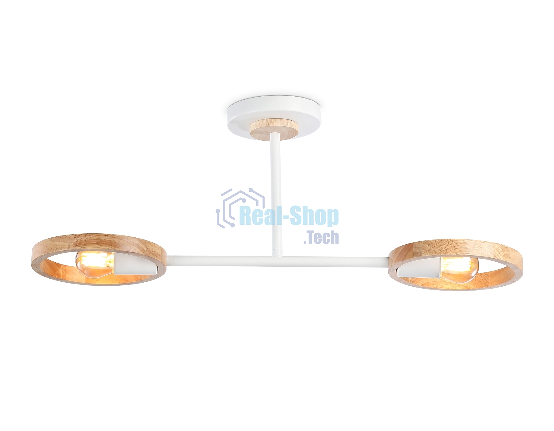 Светильник Ambrella light TR8243/2 WH/LWD белый/светлое дерево E27/2 max 40W 590*165*220