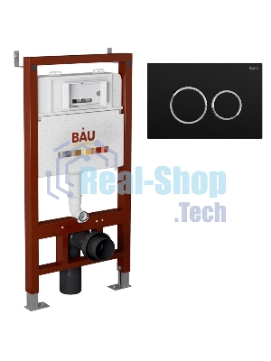 Инсталляция BAU PRO для подвесного унитаза, клавиша смыва BAU Dream для инсталляции, черный матовый