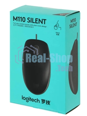 Мышь проводная Logitech M110 Silent черный, 1000 dpi, USB, кнопки - 3