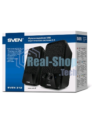 Акустическая система SVEN 312, черный 2.0, 100 – 20 000 Гц, 4Вт