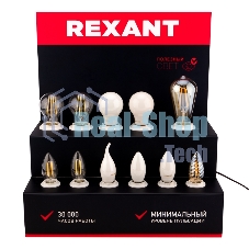 Демо-тестер Rexant акриловый для ФИЛАМЕНТА (AC 220V с шнуром питания 1.2 метра, с выключателем на корпусе, цоколи E14 x 6 шт.)