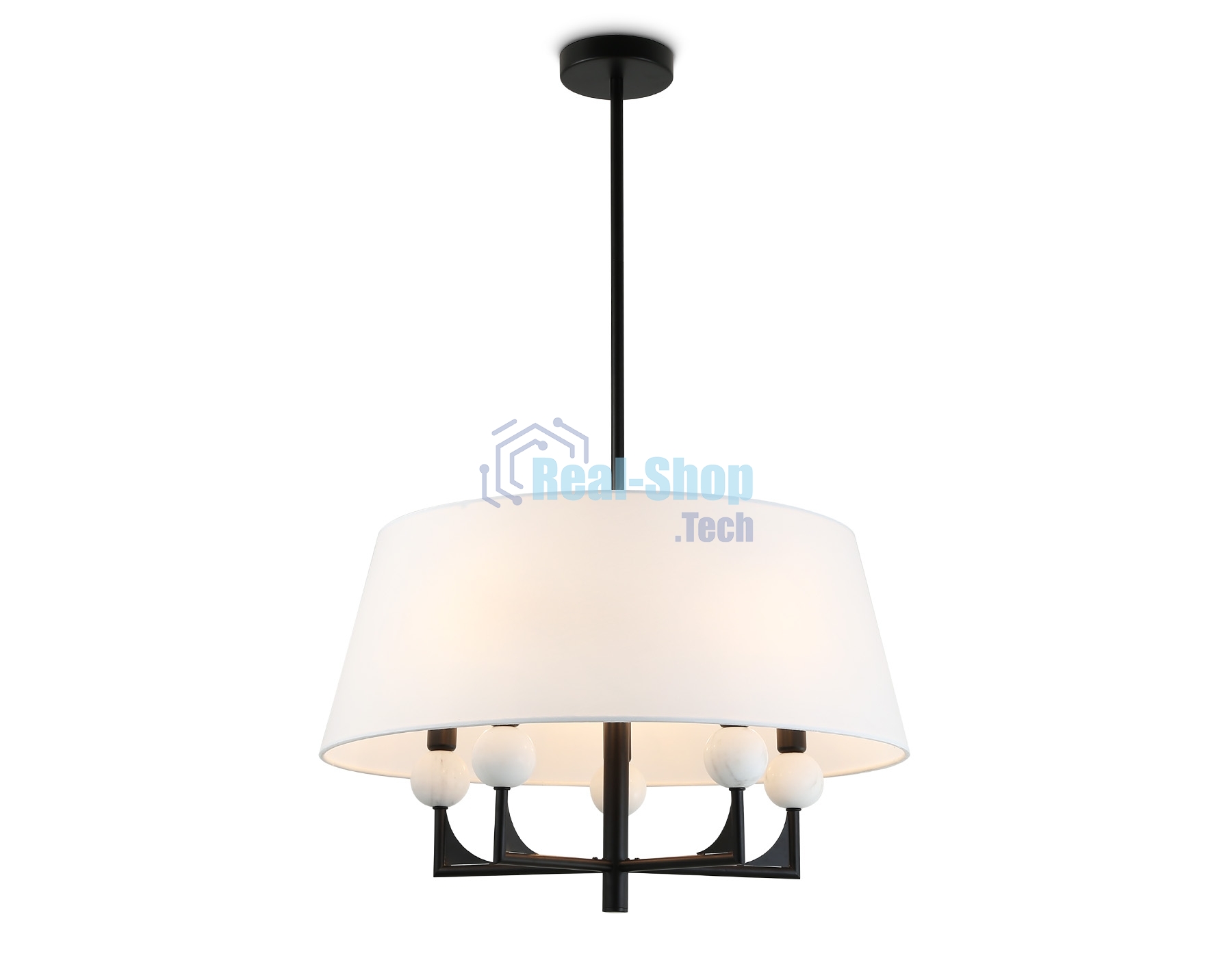 Люстра Ambrella light LH75150/5 BK/FR черный/белый матовый E14*5 max 40W D580*590