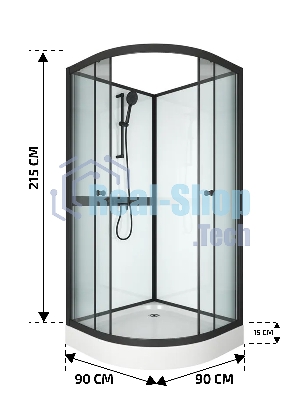 Душевая кабина BAU Nimb Black Rand 90x90х200, прозрачное закаленное стекло, черный профиль