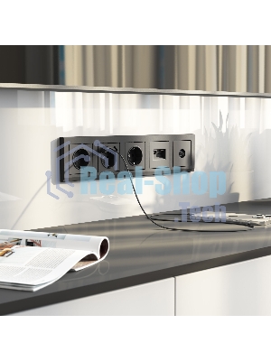 Накладка для двойной розетки Еthernet RJ-45 (графит матовый)