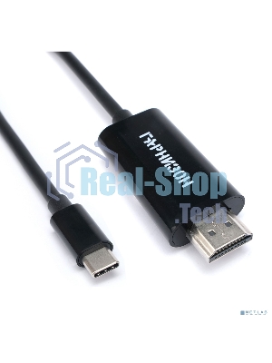 Кабель-переходник с Type-C на HDMI Гарнизон GCC-A-CM-HDMI-1.8M, v1.4, 1.8м, черный, пакет