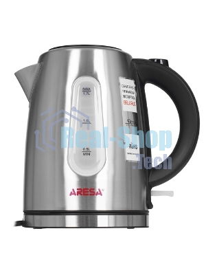 Электрочайник Aresa AR-3483 серебристый, 1.7 л, 2200 Вт, скрытый нагревательный элемент
