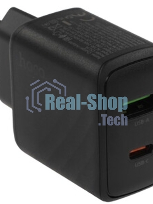 Сетевое зарядное устройство Hoco 30Вт, 3А, QC3.0/PD, 1хUSB, 1хType-C, CS23A, черный, коробка