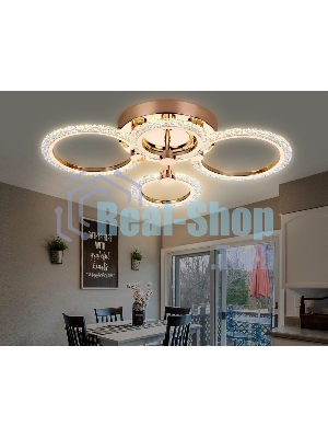Потолочный светодиодный светильник FA416/2+2 GD золото 60W 640*460*120 (ПДУ РАДИО 2.4G)