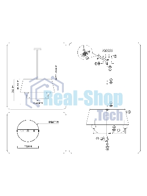 Люстра Ambrella light LH75150/5 BK/FR черный/белый матовый E14*5 max 40W D580*590