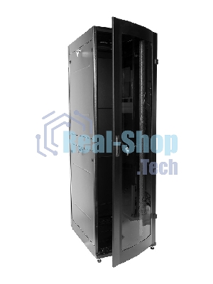 Шкаф телекоммуникационный напольный 42U (600x1000) дверь стекло (3 места), черный