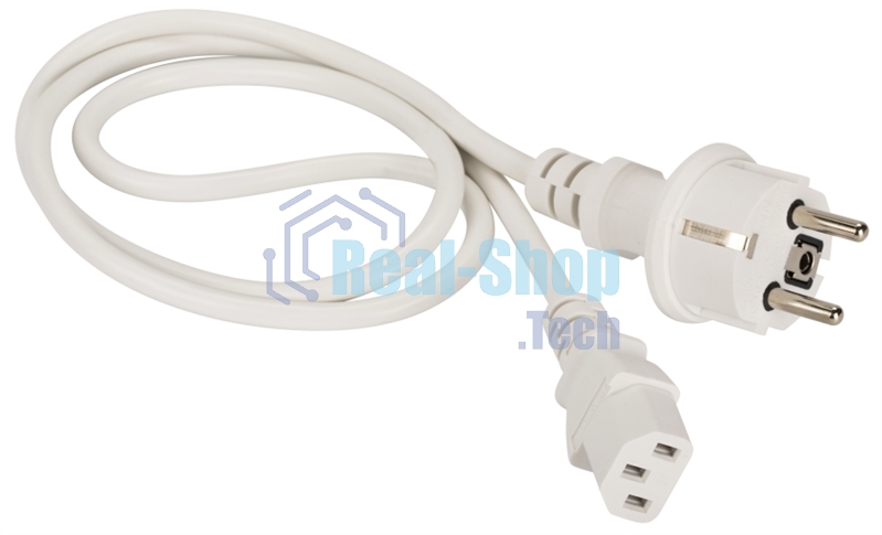 Шнур питания Lanmaster C13-Schuko прямая, 3х0.75, 220В, 10А, белый, 5 метров