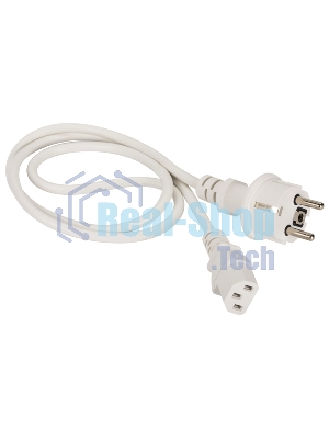 Шнур питания Lanmaster C13-Schuko прямая, 3х0.75, 220В, 10А, белый, 5 метров