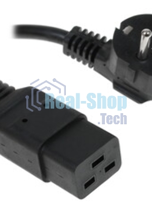 Кабель питания Cablexpert PC-S22-C19-2.5-1.5M, Schuko-C19, 3x2.5мм2, 16A, с заземлением, медь, 1.5м, черный, пакет