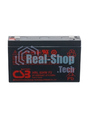 Аккумулятор 6V 9Ah CSB HRL634W (HRL634WF2FR) клеммы F2, огнеупорные