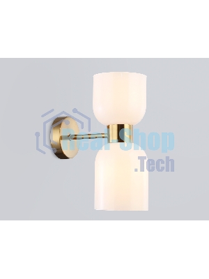 Настенный светильник Ambrella light LH56097/2 BS/FR латунь/белый матовый E14*2 max 40W 215*120*300