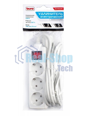Сетевой удлинитель Buro BU-PS3.5/W 5 м (3 розетки) белый (пакет ПЭ)