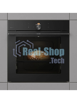 Встраиваемая электрическая духовка Gorenje BP6138B, объем 77 л, макс. температура 320 градусов, сенсорное/поворотное управление, Wi-Fi, пиролитическая очистка, телескопические направляющие на одном уровне, термощуп, AirFry, автоматические программы, динамическая система охлаждения, многоуровневое приготовление, PerfectGrill, энергоэффективность А+, черный