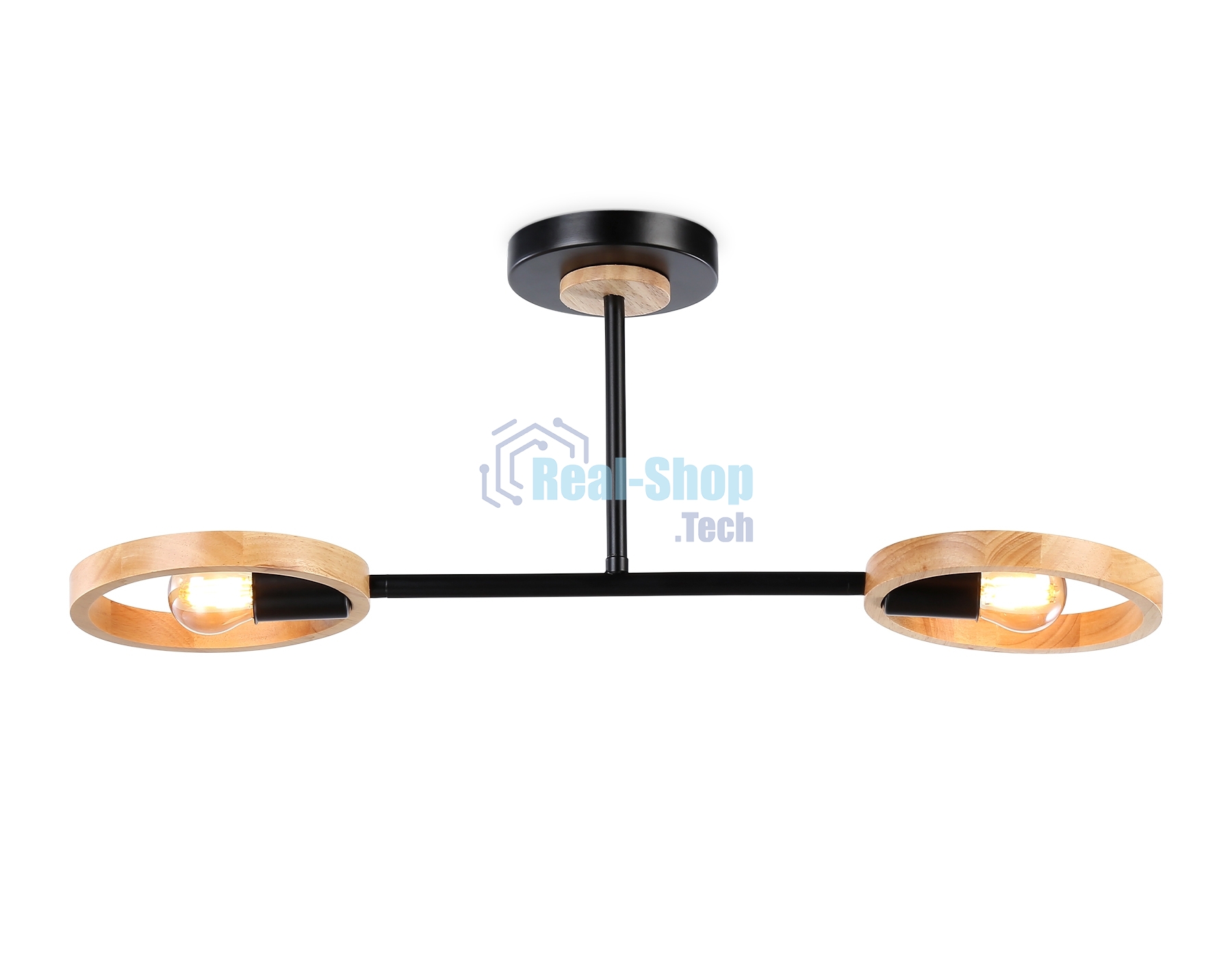 Светильник Ambrella light TR8244/2 BK/LWD черный/светлое дерево E27/2 max 40W 590*165*220