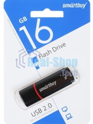 Флешка USB Smartbuy Crown black (SB16GbCRW-K), 16Gb, USB 2.0, R/W 25/15, черный/красный