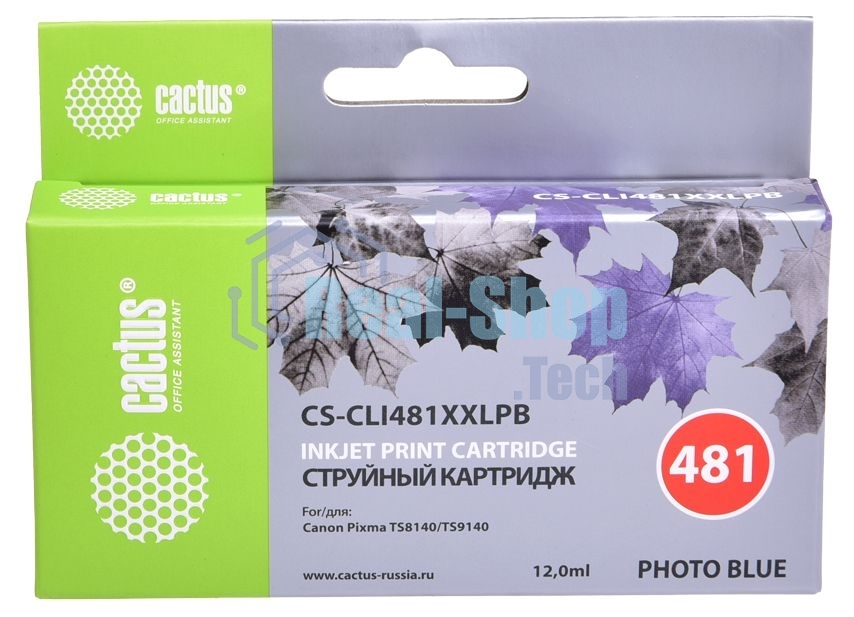 Картридж струйный Cactus CS-CLI481XXLPB фото голубой (12мл) для Canon Pixma TS8140/TS9140